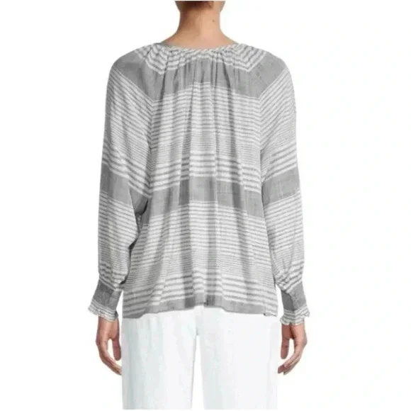 TOMMY BAHAMA | Lucia Grey and White Striped Top Size S - Picture 2 of 9